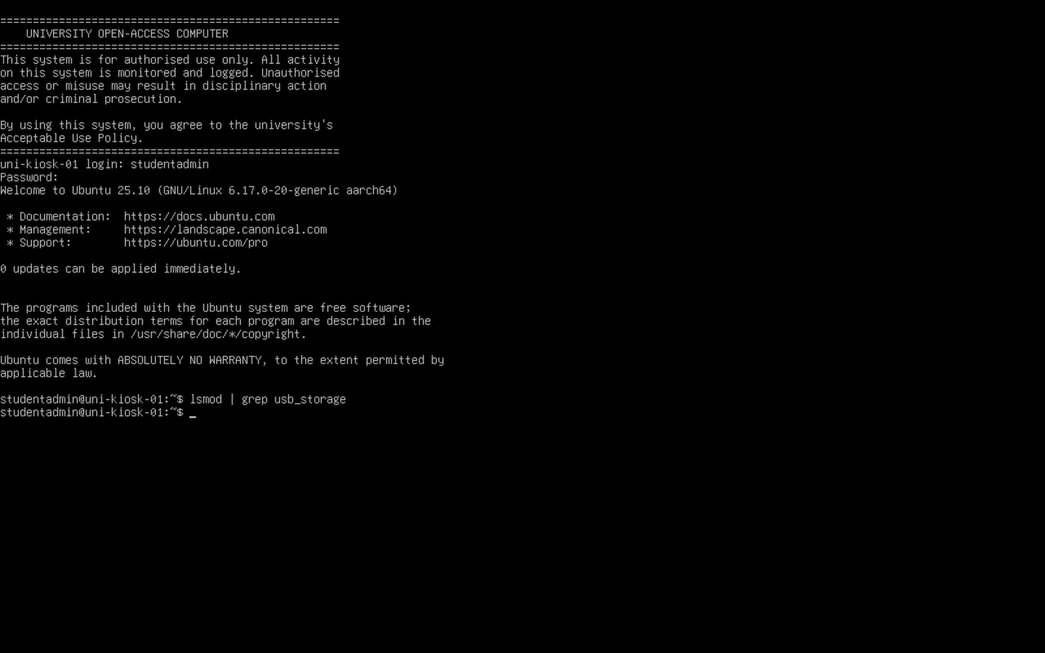 University Kiosk Operating System